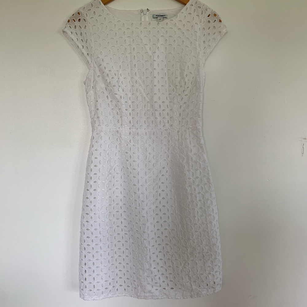 Old Navy White Lace Eyelet Midi Dress